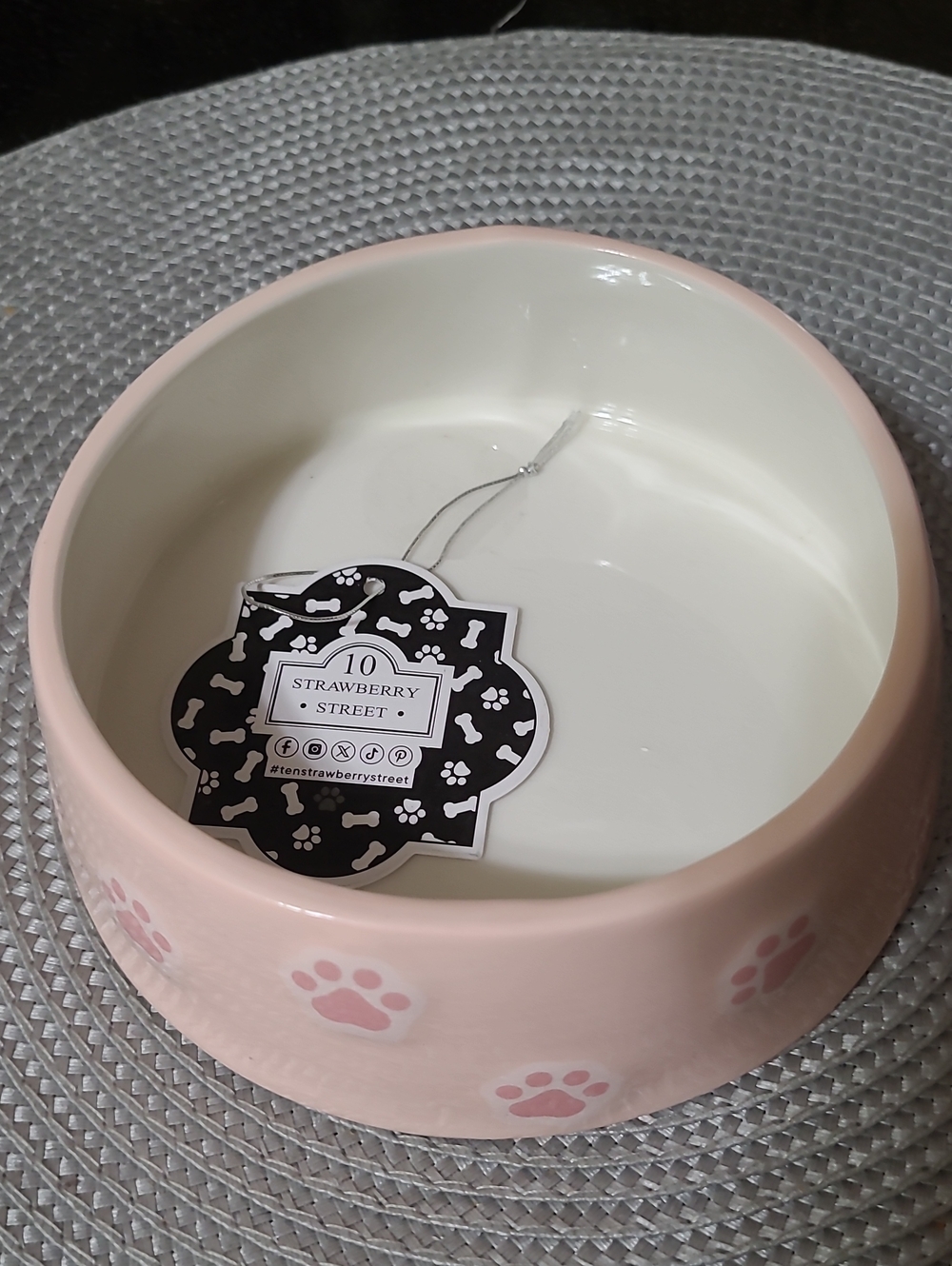 10 Strawberry Street Paw Print Ceramic Pet Bowl